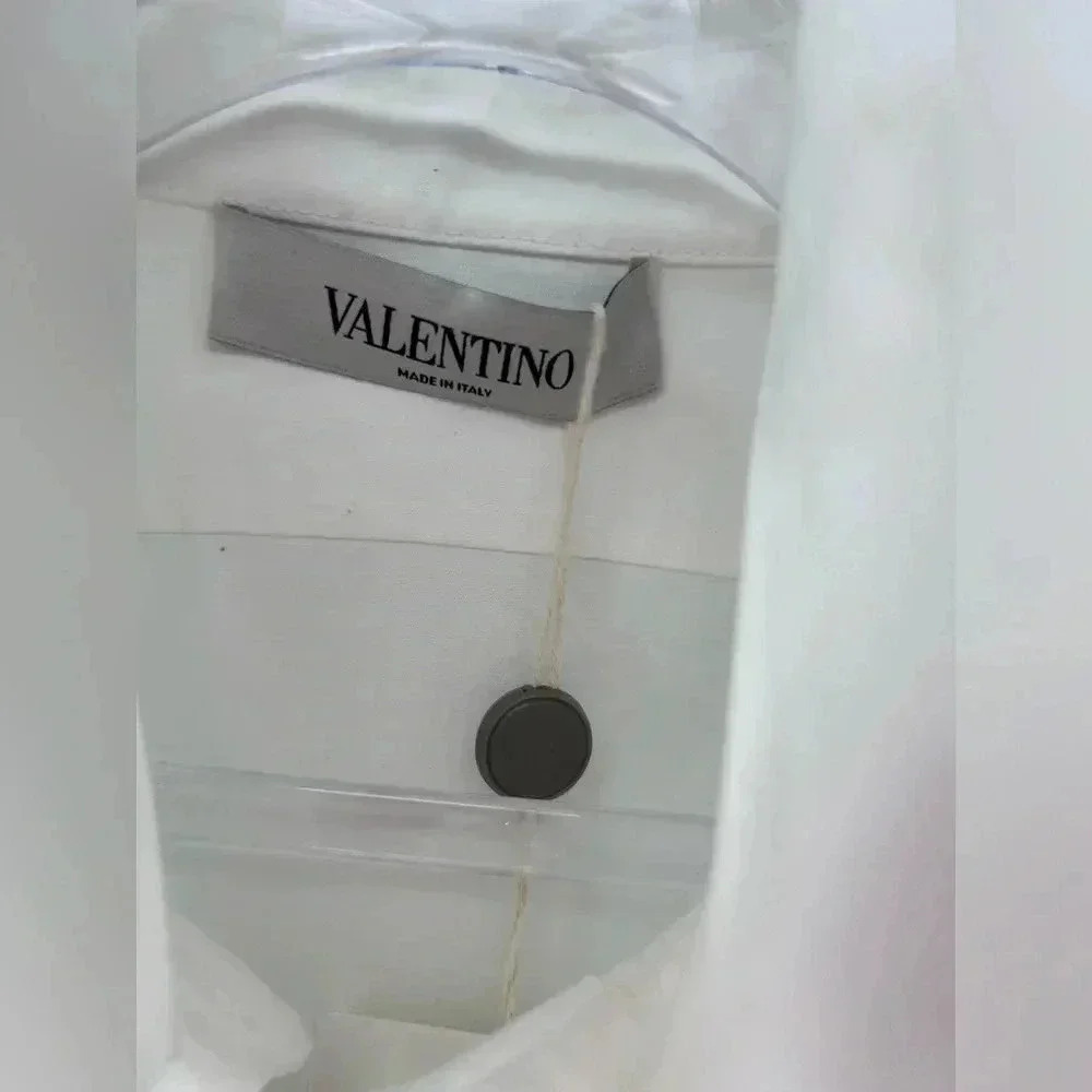 NWT $1400 VALENTINO Shirt IT40 US4 White Double Collar Made in Italy - Picture 4 of 13